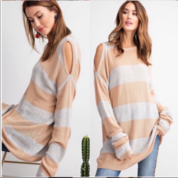 Cold Shoulder Loose Knit Long Sweater - Picture 4 of 8